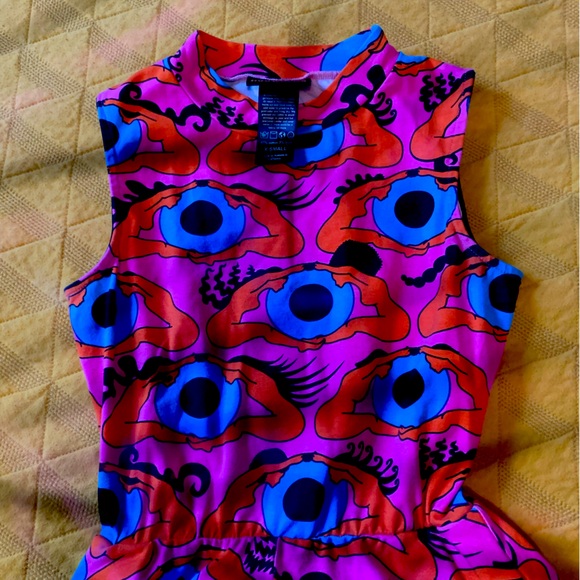 Nooworks Pink and Blue Eye Pattern Dress - Picture 2 of 4